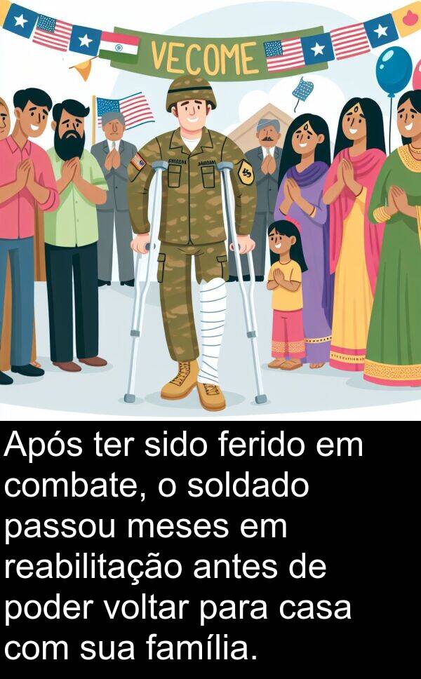 família: Após ter sido ferido em combate, o soldado passou meses em reabilitação antes de poder voltar para casa com sua família.