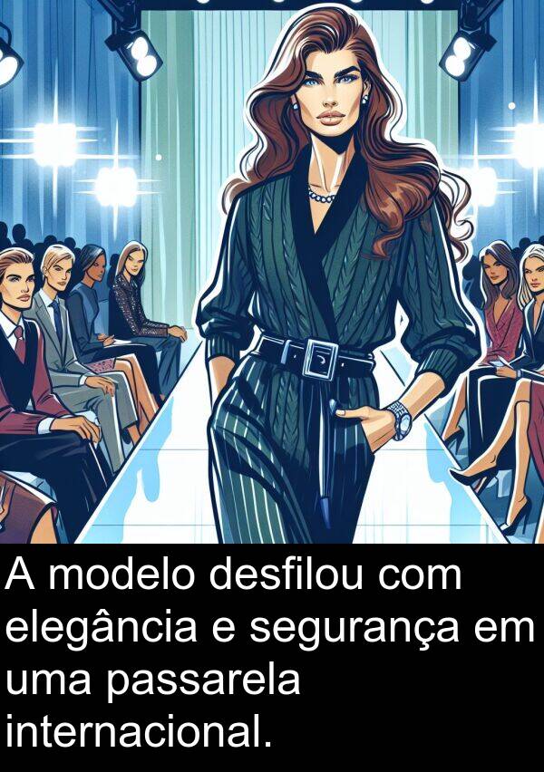 internacional: A modelo desfilou com elegância e segurança em uma passarela internacional.