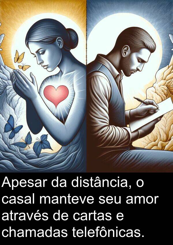 telefônicas: Apesar da distância, o casal manteve seu amor através de cartas e chamadas telefônicas.