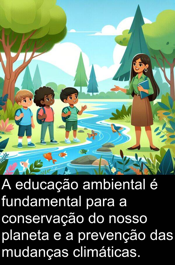 prevenção: A educação ambiental é fundamental para a conservação do nosso planeta e a prevenção das mudanças climáticas.
