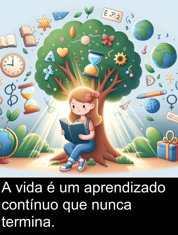 termina: A vida é um aprendizado contínuo que nunca termina.