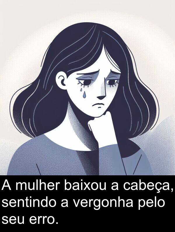 sentindo: A mulher baixou a cabeça, sentindo a vergonha pelo seu erro.