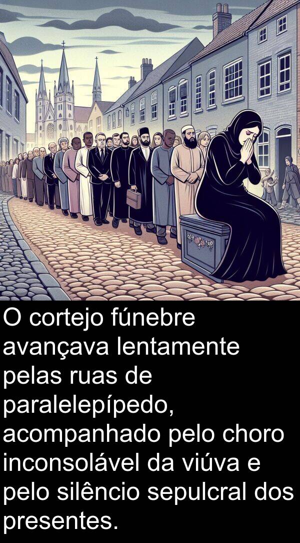 paralelepípedo: O cortejo fúnebre avançava lentamente pelas ruas de paralelepípedo, acompanhado pelo choro inconsolável da viúva e pelo silêncio sepulcral dos presentes.