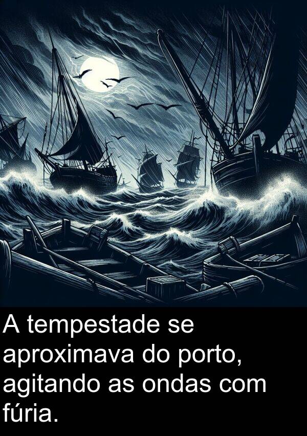 fúria: A tempestade se aproximava do porto, agitando as ondas com fúria.