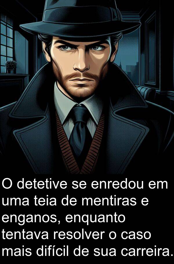 teia: O detetive se enredou em uma teia de mentiras e enganos, enquanto tentava resolver o caso mais difícil de sua carreira.