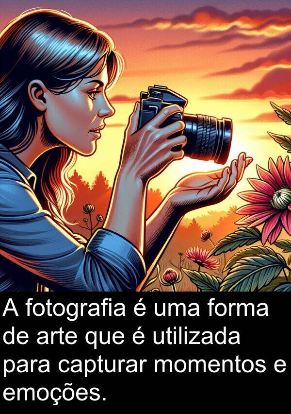 utilizada: A fotografia é uma forma de arte que é utilizada para capturar momentos e emoções.