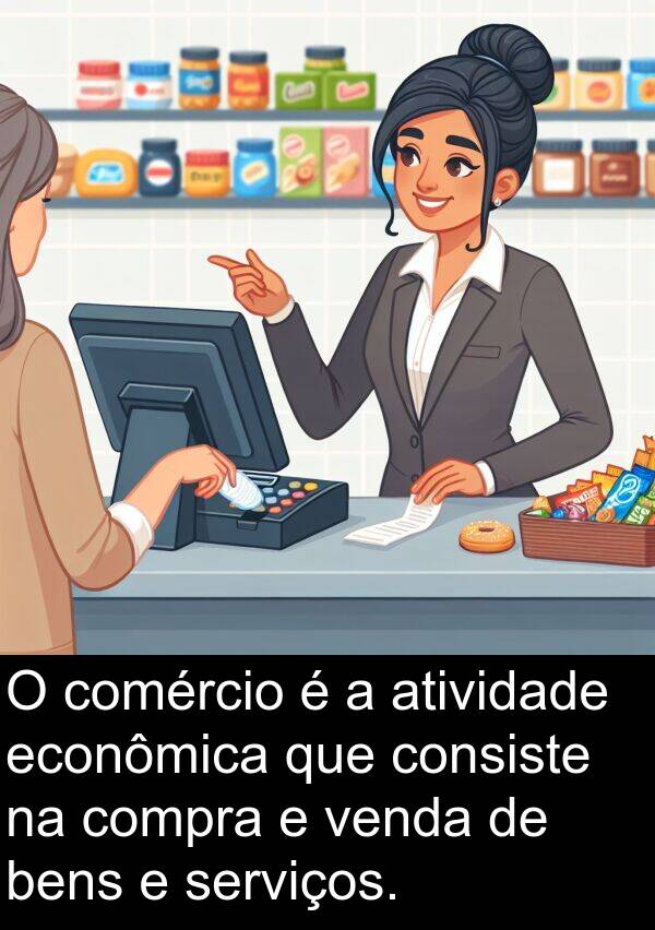 venda: O comércio é a atividade econômica que consiste na compra e venda de bens e serviços.