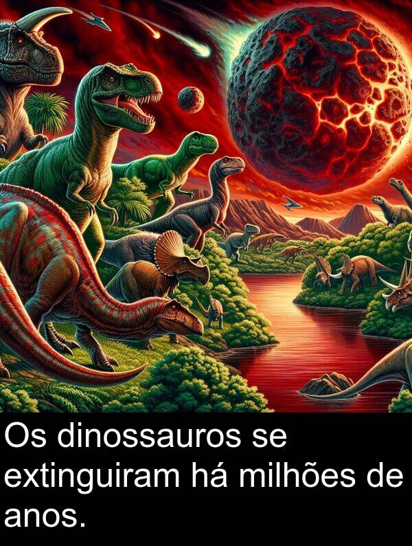 dinossauros: Os dinossauros se extinguiram há milhões de anos.