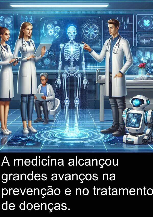 medicina: A medicina alcançou grandes avanços na prevenção e no tratamento de doenças.