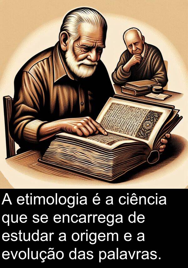 palavras: A etimologia é a ciência que se encarrega de estudar a origem e a evolução das palavras.