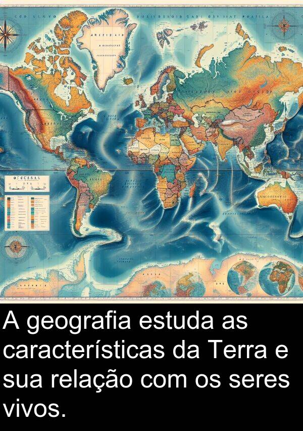 seres: A geografia estuda as características da Terra e sua relação com os seres vivos.