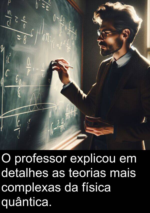 física: O professor explicou em detalhes as teorias mais complexas da física quântica.