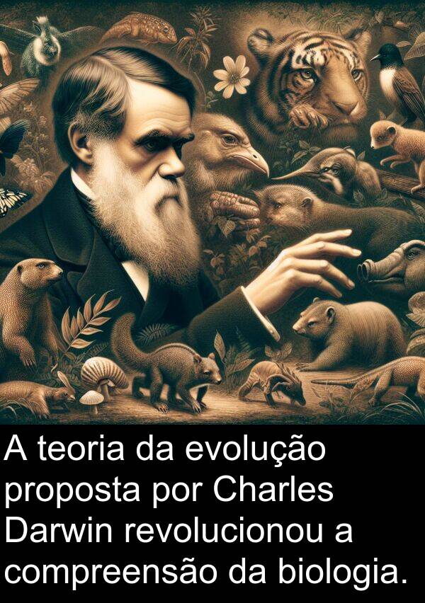 teoria: A teoria da evolução proposta por Charles Darwin revolucionou a compreensão da biologia.