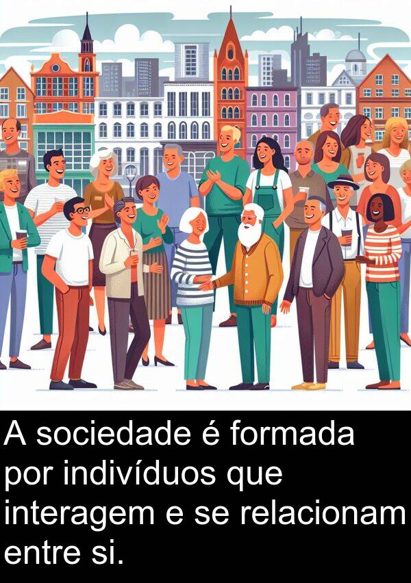 formada: A sociedade é formada por indivíduos que interagem e se relacionam entre si.