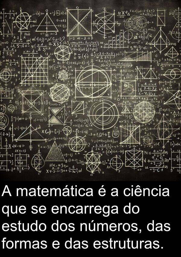 estruturas: A matemática é a ciência que se encarrega do estudo dos números, das formas e das estruturas.