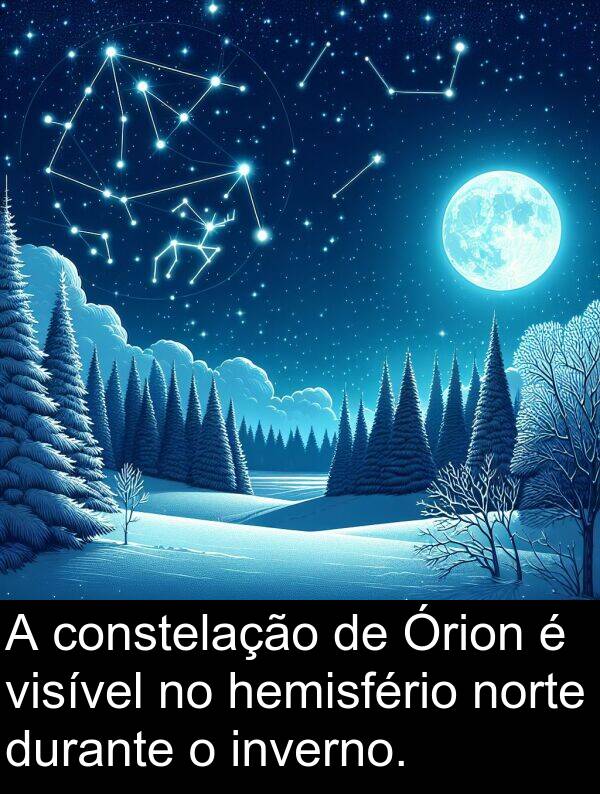 constelação: A constelação de Órion é visível no hemisfério norte durante o inverno.