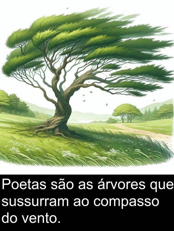vento: Poetas são as árvores que sussurram ao compasso do vento.