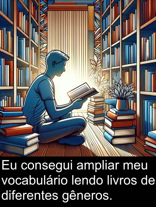gêneros: Eu consegui ampliar meu vocabulário lendo livros de diferentes gêneros.