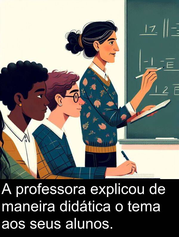 maneira: A professora explicou de maneira didática o tema aos seus alunos.