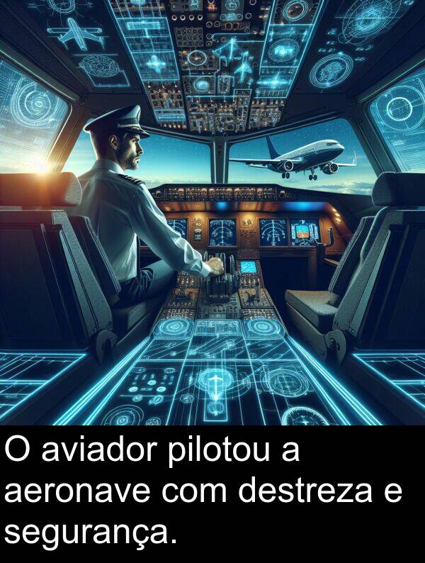 aeronave: O aviador pilotou a aeronave com destreza e segurança.