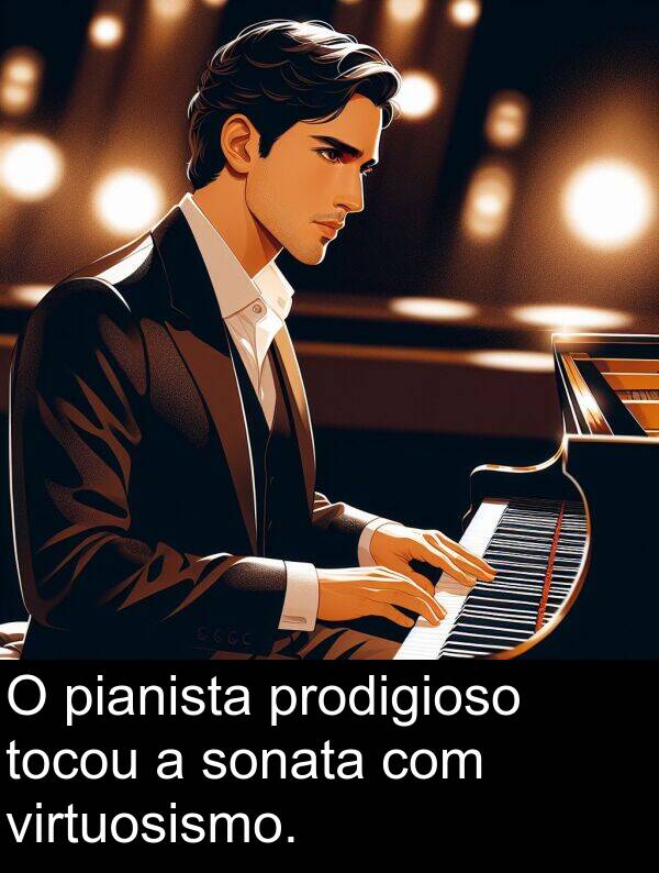 virtuosismo: O pianista prodigioso tocou a sonata com virtuosismo.
