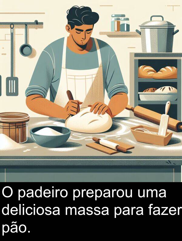 pão: O padeiro preparou uma deliciosa massa para fazer pão.