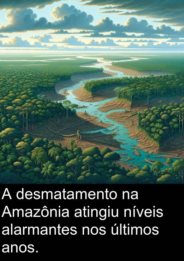 últimos: A desmatamento na Amazônia atingiu níveis alarmantes nos últimos anos.