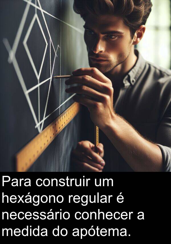 medida: Para construir um hexágono regular é necessário conhecer a medida do apótema.
