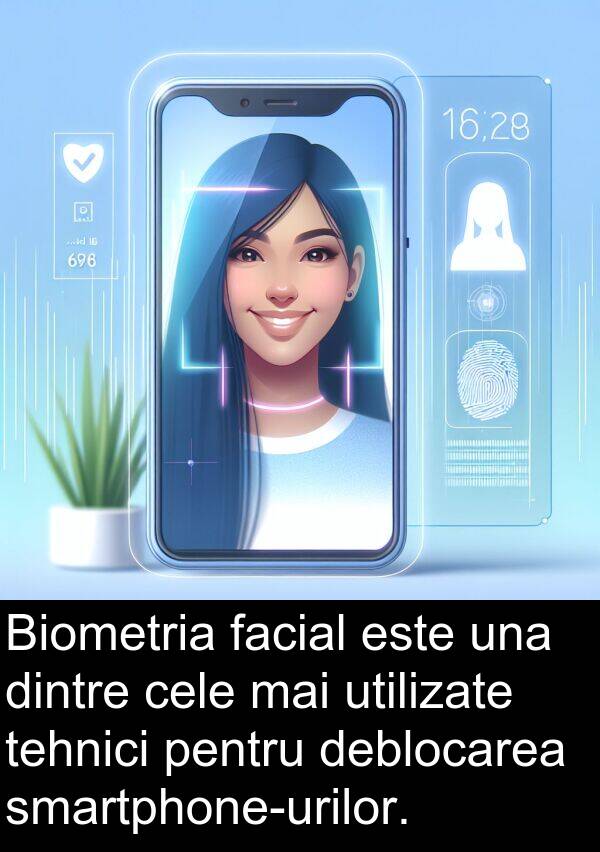 tehnici: Biometria facial este una dintre cele mai utilizate tehnici pentru deblocarea smartphone-urilor.
