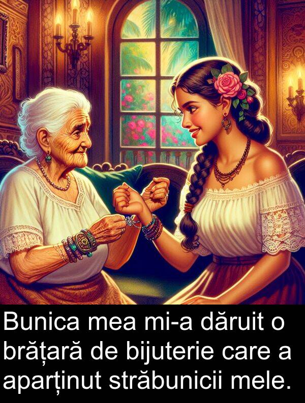 aparținut: Bunica mea mi-a dăruit o brățară de bijuterie care a aparținut străbunicii mele.