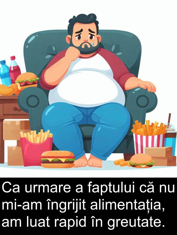 faptului: Ca urmare a faptului că nu mi-am îngrijit alimentația, am luat rapid în greutate.