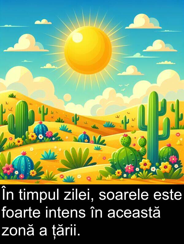 țării: În timpul zilei, soarele este foarte intens în această zonă a țării.