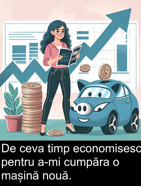 economisesc: De ceva timp economisesc pentru a-mi cumpăra o mașină nouă.