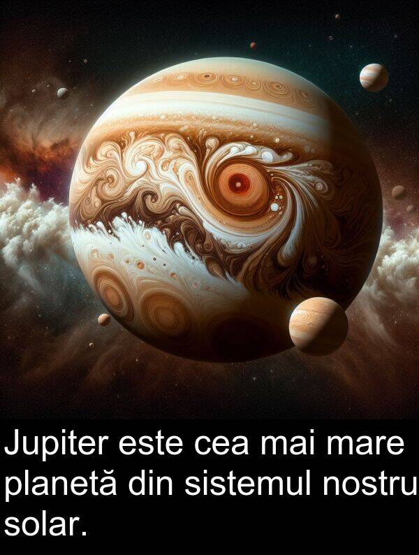 sistemul: Jupiter este cea mai mare planetă din sistemul nostru solar.