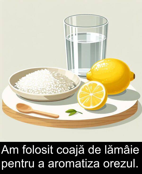 lămâie: Am folosit coajă de lămâie pentru a aromatiza orezul.