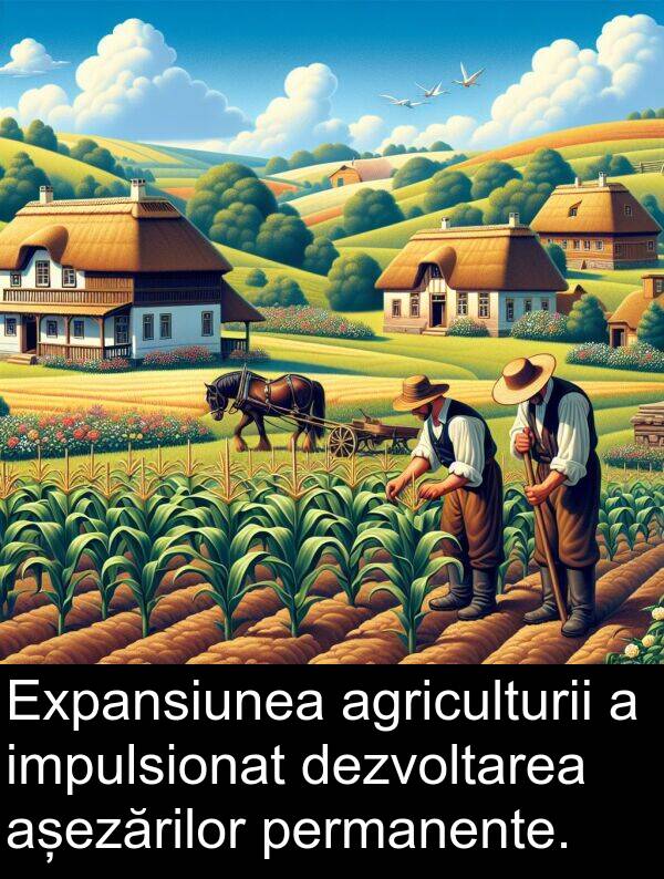 așezărilor: Expansiunea agriculturii a impulsionat dezvoltarea așezărilor permanente.