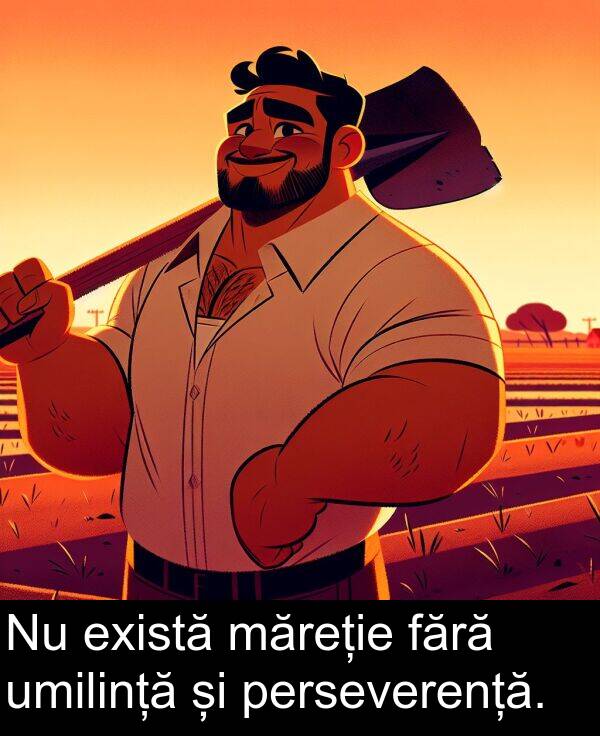 umilință: Nu există măreție fără umilință și perseverență.
