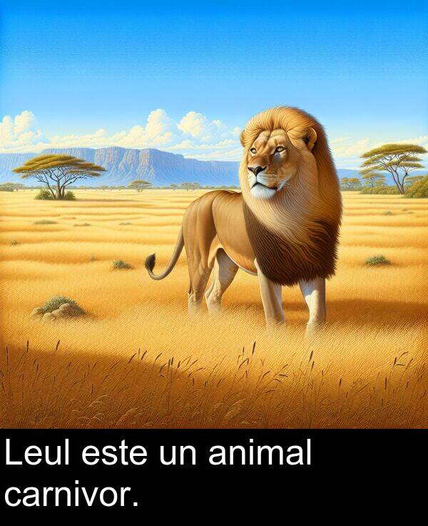 este: Leul este un animal carnivor.