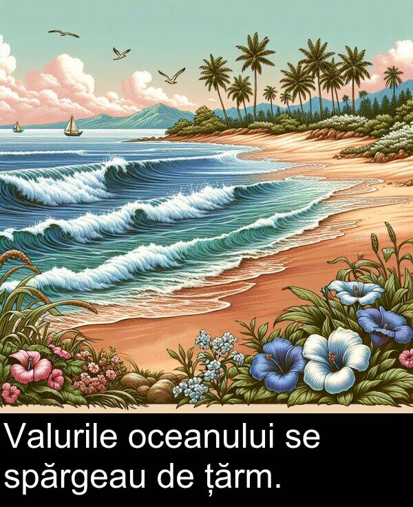 oceanului: Valurile oceanului se spărgeau de țărm.