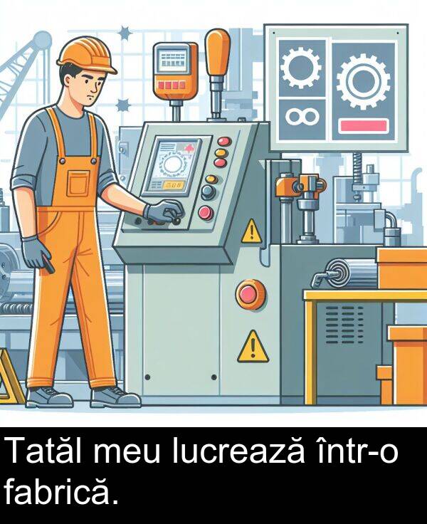 fabrică: Tatăl meu lucrează într-o fabrică.