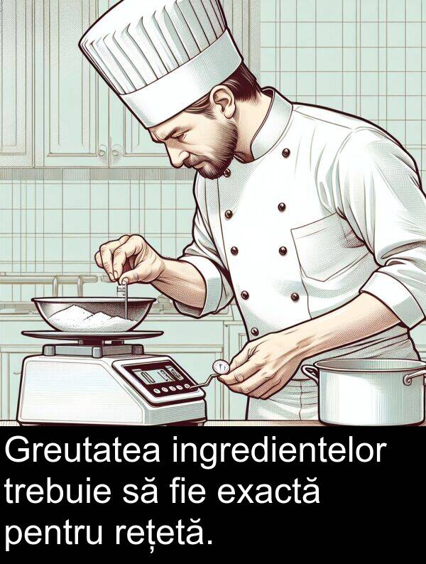 fie: Greutatea ingredientelor trebuie să fie exactă pentru rețetă.