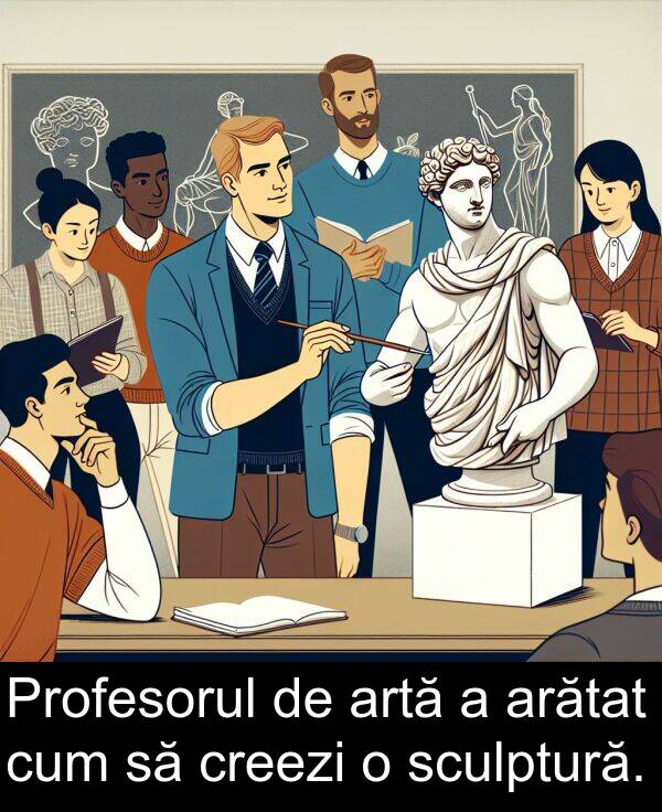 creezi: Profesorul de artă a arătat cum să creezi o sculptură.