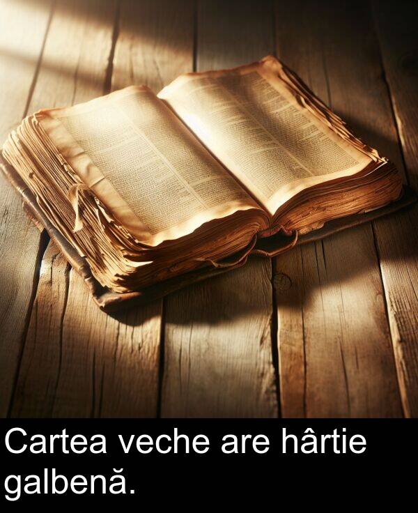 galbenă: Cartea veche are hârtie galbenă.
