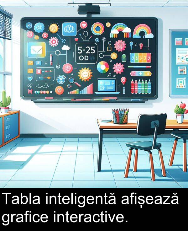inteligentă: Tabla inteligentă afișează grafice interactive.