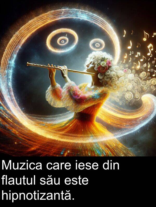 hipnotizantă: Muzica care iese din flautul său este hipnotizantă.