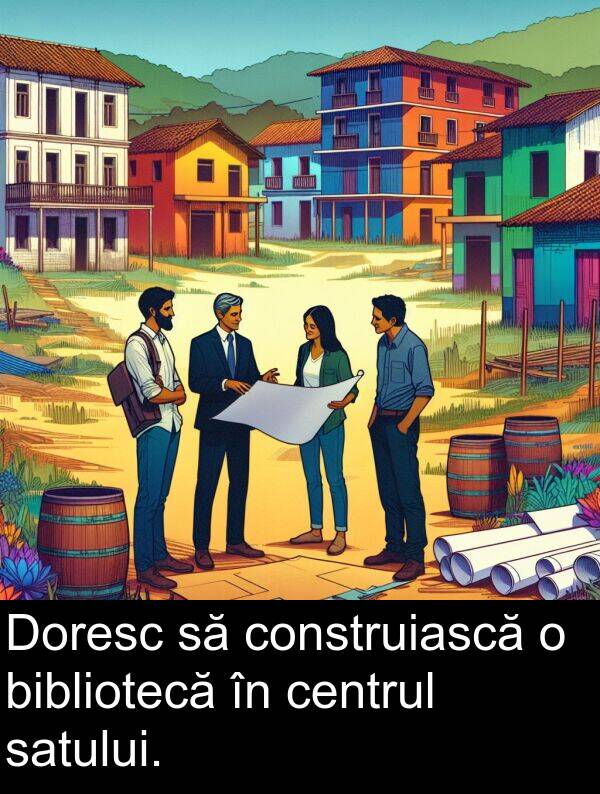construiască: Doresc să construiască o bibliotecă în centrul satului.