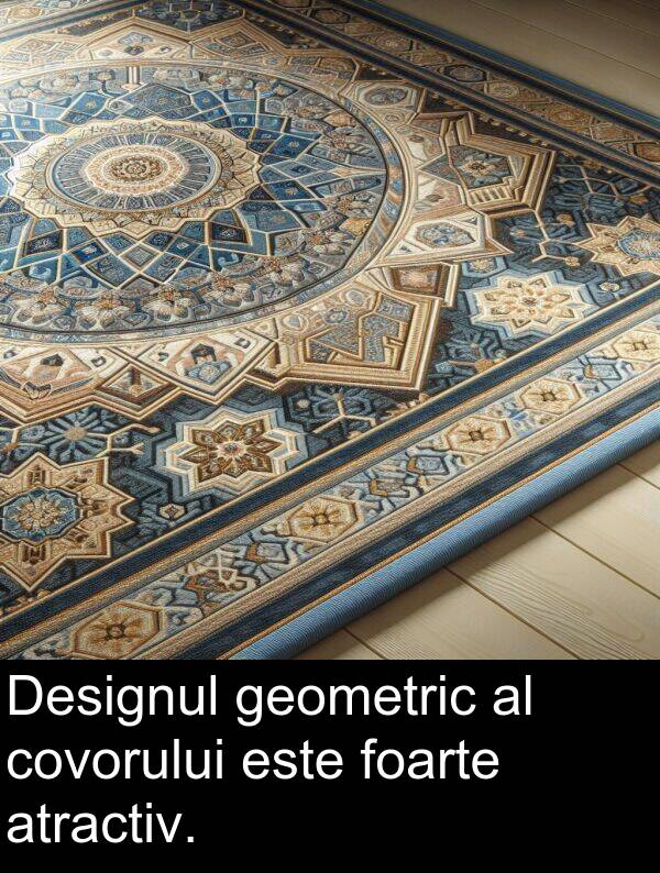 geometric: Designul geometric al covorului este foarte atractiv.