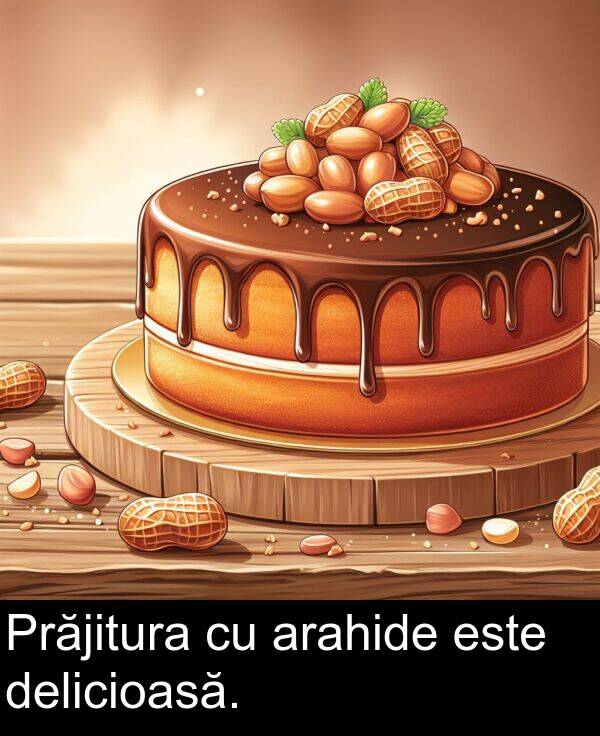 delicioasă: Prăjitura cu arahide este delicioasă.