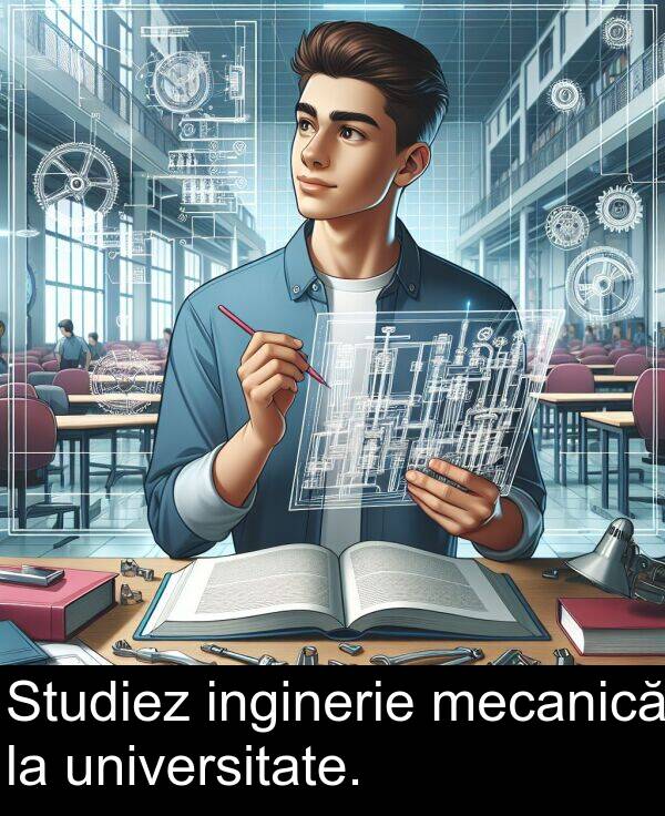 universitate: Studiez inginerie mecanică la universitate.