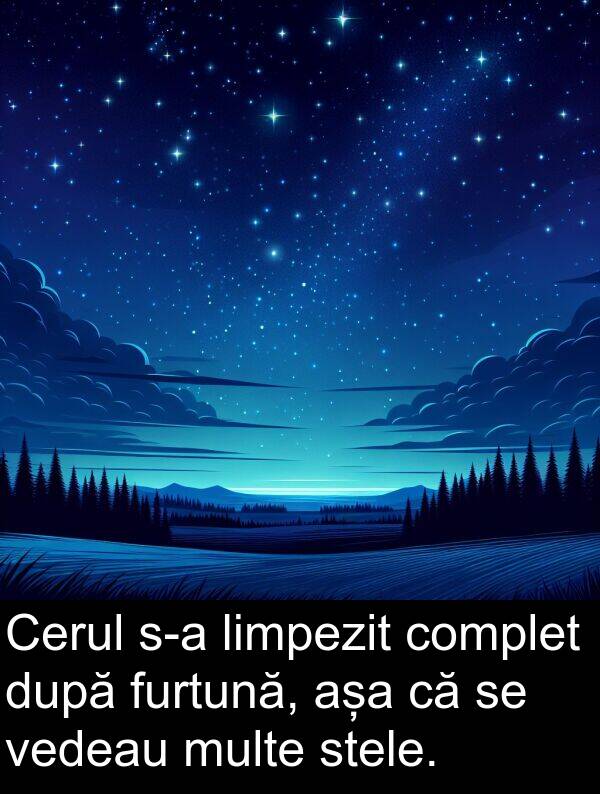 vedeau: Cerul s-a limpezit complet după furtună, așa că se vedeau multe stele.